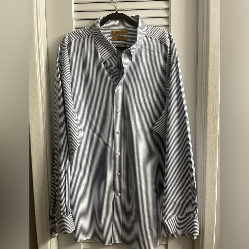 Roundtree & Yorke Gold Label Big & Tall Striped Oxford Like New 19/37